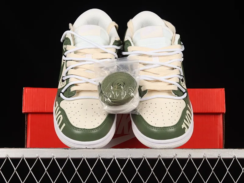 All categories Nk SB Dunk series Nk SB Dunk Low low-top sneakers Nk Dunk Low LOVE floral green customized version of deconstructed strap casual sneakers DH9765-100